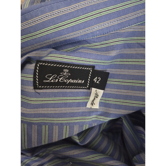 Les Copains Men 100% Cotton Striped Button Down Shirt Size 42 Made in Italy - Picture 8 of 11
